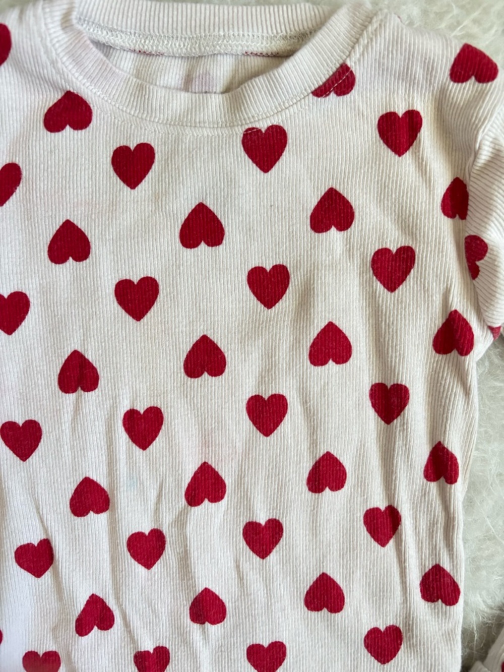 Little Planet Girls Long Sleeve Ribbed Pajama Set with Red Hearts - Picture 4 of 4